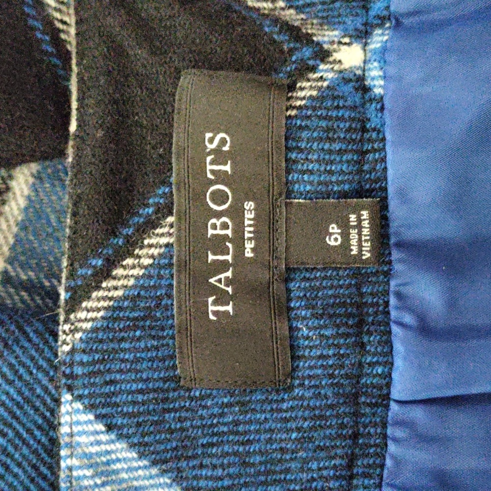 2/$10 04W01 Talbots blue, black & gray plaid mostly wool skirt 6P - Picture 6 of 7